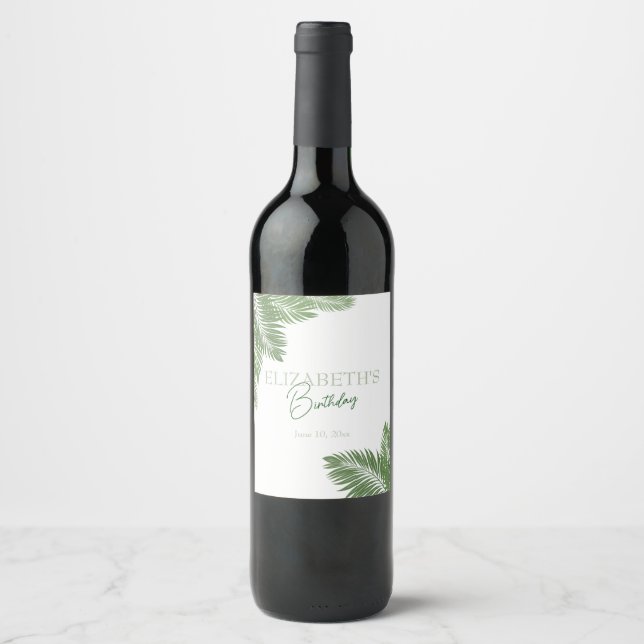 Tropical Leaves  Wine Label (Front)