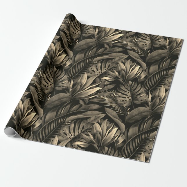 Tropical Leaves Wrapping Paper (Unrolled)