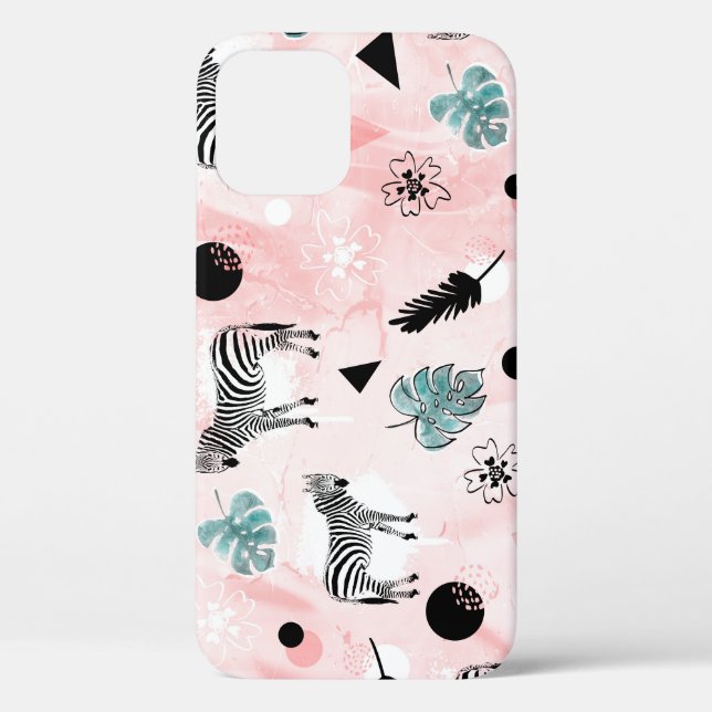 Tropical Leaves Zebras Tie-Dye Pattern Case-Mate iPhone Case (Back)