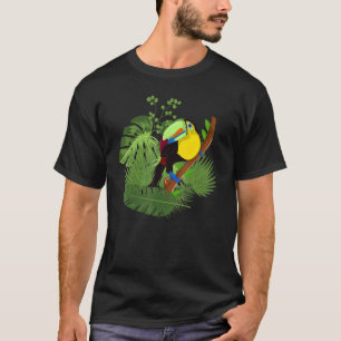 Tropical Leaves Zoo Bird Animal  Exotic Toucan T-Shirt