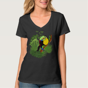 Tropical Leaves Zoo Bird Animal  Exotic Toucan T-Shirt