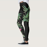 Tropical Leggings Hibiscus and Bamboo<br><div class="desc">Exercise in style with these pretty tropical leggings featuring a replica of my original hand painted watercolor pink hibiscus flower and bamboo leaves over a rich black background. A perfect gift for wife, girlfriend or daughter... or for artistic fitness or yoga pants. To see matching clothing and items visit Do...</div>