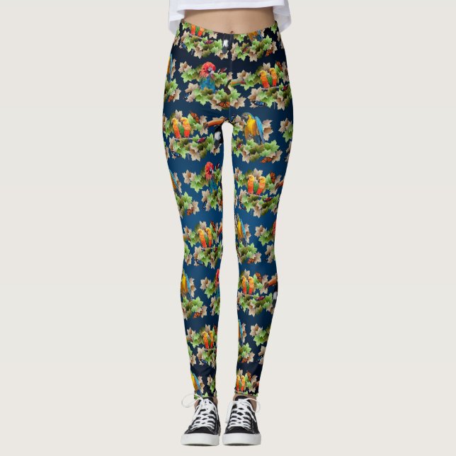 Tropical Leggings (Navy Blue Mix) (Front)