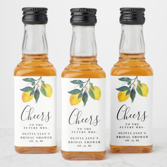 Tropical Lemon Bridal Shower  Liquor Bottle Label (Bottles)