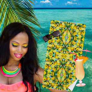 TROPICAL LEMONS BEACH TOWEL