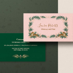 Tropical Leopard Business Emerald Blush Card