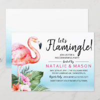 Tropical Let's Flamingle Housewarming Invitation