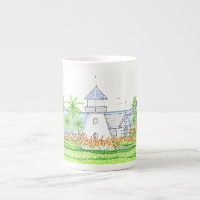 Tropical Lighthouse Tea Cup (Front)