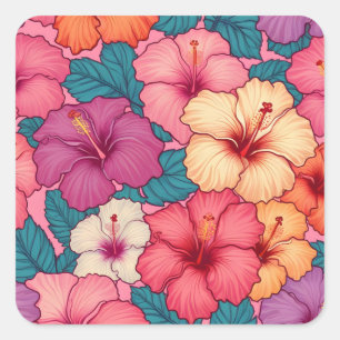 Tropical lilies pattern square sticker