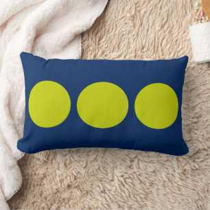 Tropical Lime Polka Dots on Navy Blue Lumbar Cushion