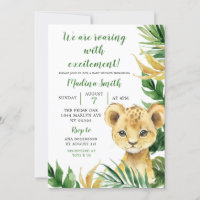 Tropical Lion Cub Boy Baby Shower Invitation