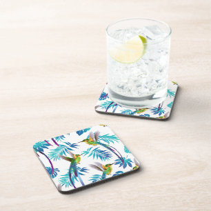 Tropical Long Tail Hummingbirds Coaster
