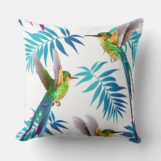 Tropical Long Tail Hummingbirds Cushion