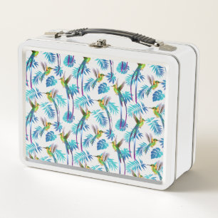 Tropical Long Tail Hummingbirds Metal Lunch Box