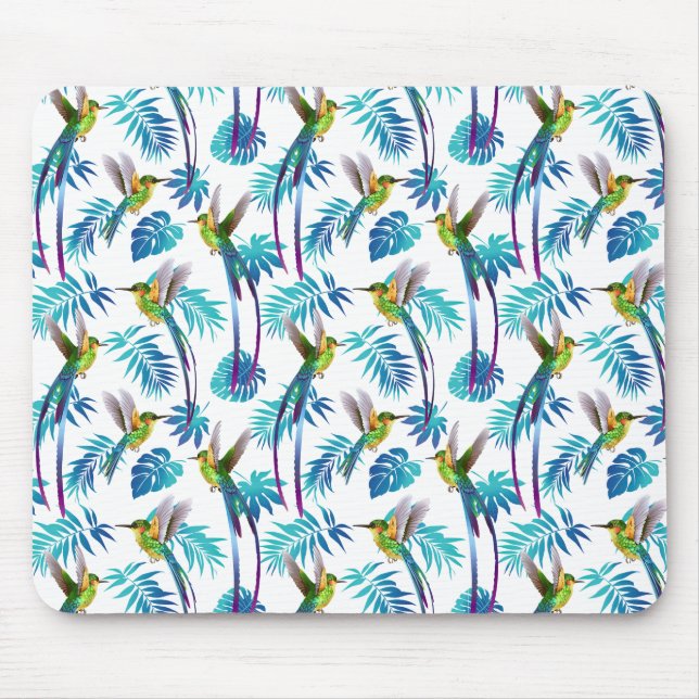 Tropical Long Tail Hummingbirds Mouse Pad (Front)