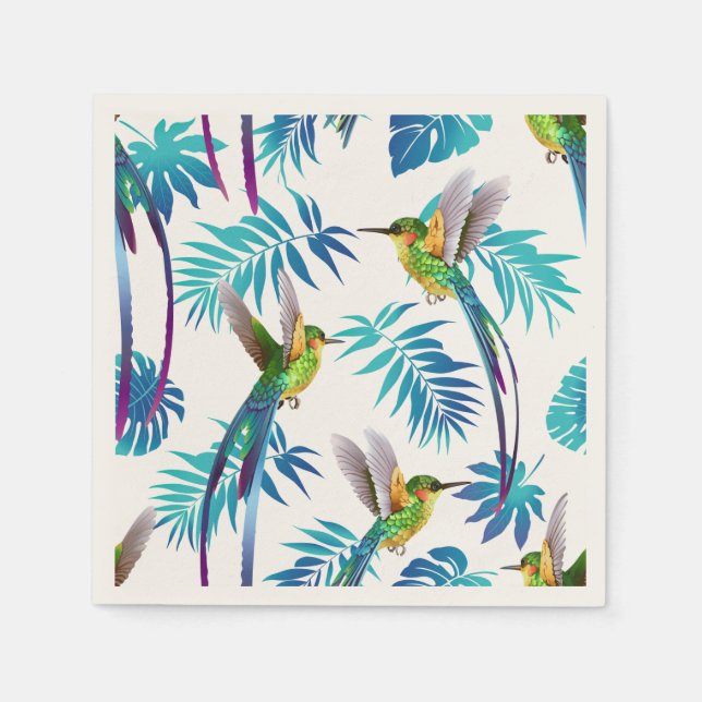 Tropical Long Tail Hummingbirds Napkin (Front)