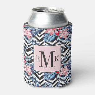 Tropical Lotus Flower Pattern Can Cooler