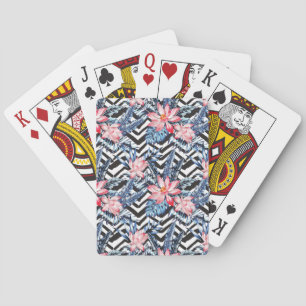 Tropical Lotus Flower Pattern Playing Cards