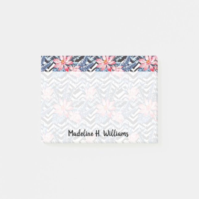 Tropical Lotus Flower Pattern Post-it Notes (Front)
