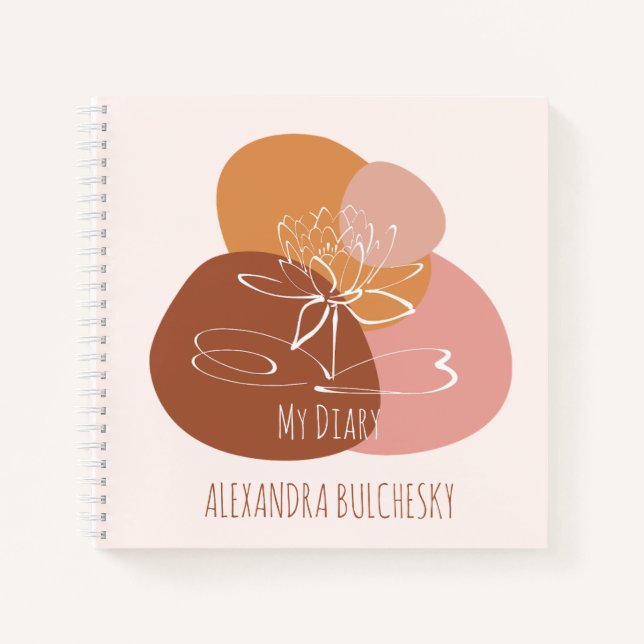 Tropical Lotus flower Soft Boho Colour Palette Notebook (Front)