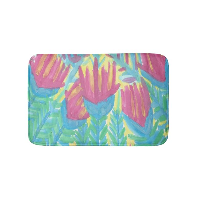 Tropical Lotus Garden Bath Mat (Front)