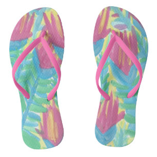 Tropical Lotus Garden Flip Flops