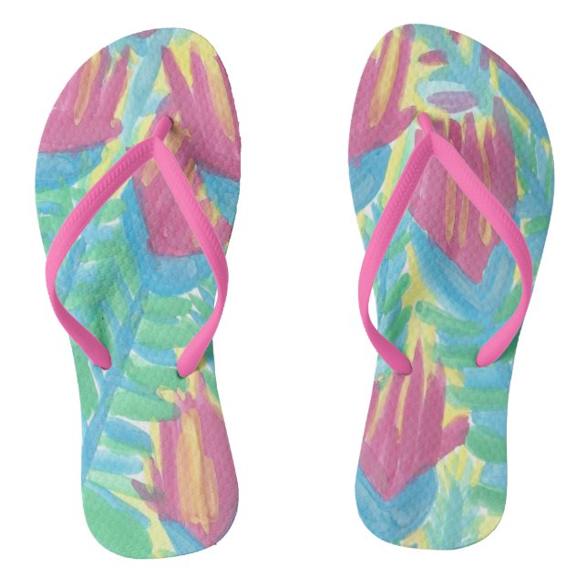 Tropical Lotus Garden Flip Flops (Footbed)
