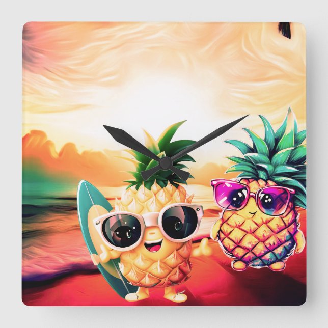 TROPICAL LOVE AT DAWN SQUARE WALL CLOCK (Front)