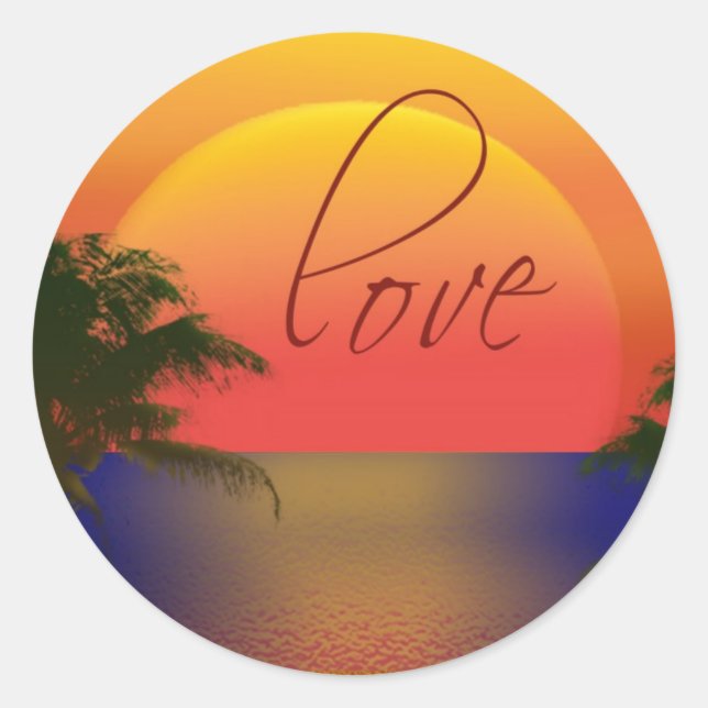 tropical love classic round sticker (Front)
