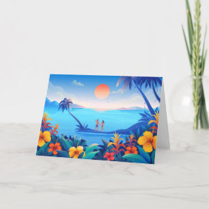 Tropical Love – Romantic Holiday Sunset Card