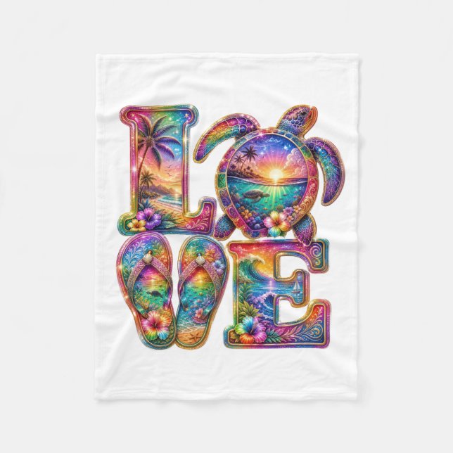 Tropical LOVE Sea Turtle Blanket (Front)