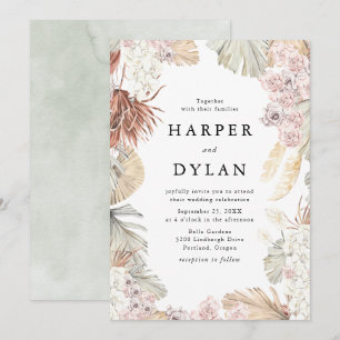 Tropical Love Watercolor Floral Wedding Invitation