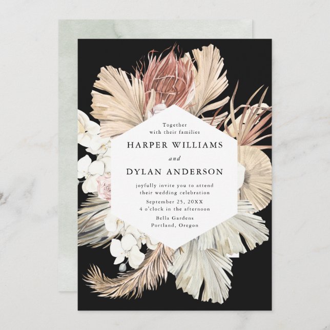 Tropical Love Watercolor Floral Wedding Invitation (Front/Back)