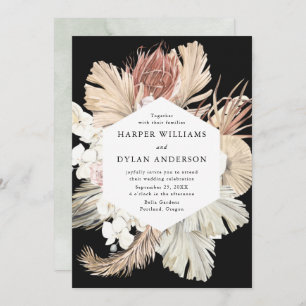 Tropical Love Watercolor Floral Wedding Invitation