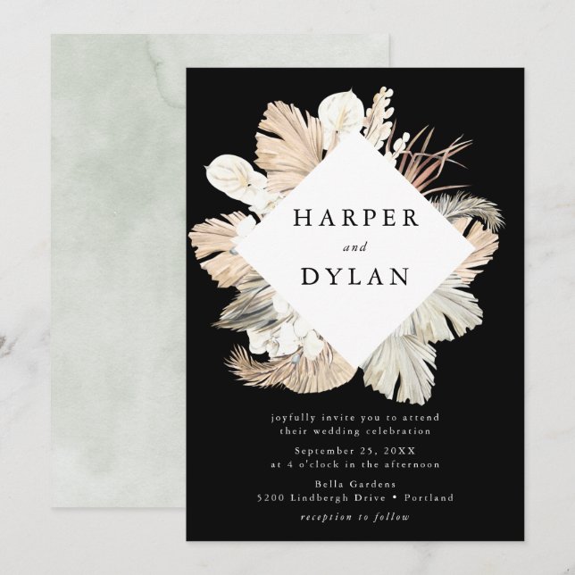 Tropical Love Watercolor Floral Wedding Invitation (Front/Back)