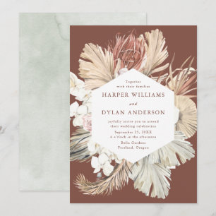 Tropical Love Watercolor Floral Wedding Invitation