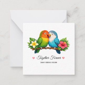Tropical Lovebirds Wedding Together Forever Square Card