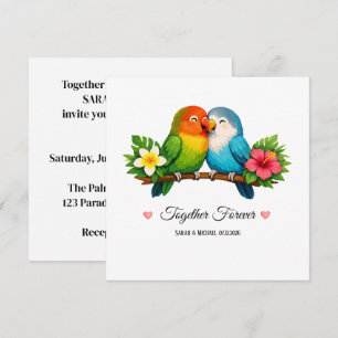Tropical Lovebirds Wedding Together Forever Square Invitation