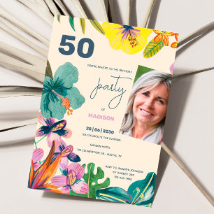 Tropical Luau 50th Birthday Party Photo Invitation