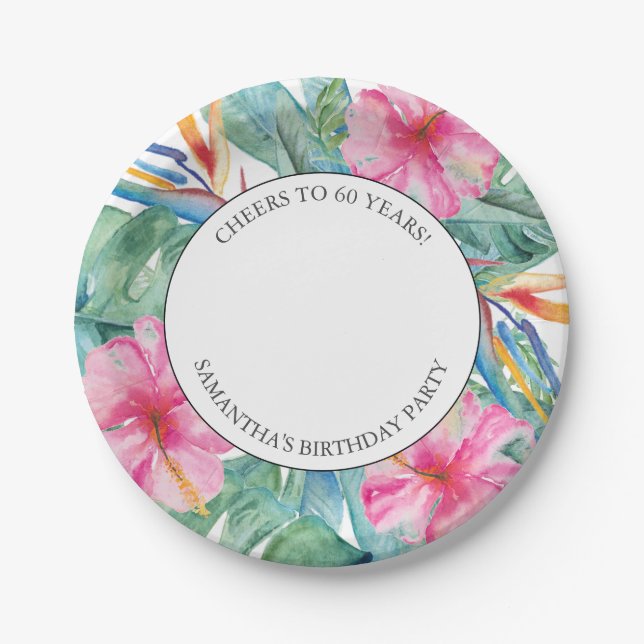 Tropical Luau 60th birthday plates  (Front)
