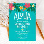 Tropical Luau Aloha 16th Birthday Invitation<br><div class="desc">Sweet 16 Tropical birthday invitations with hibiscus flowers. Customise the invitation with your party details to make it your own!</div>