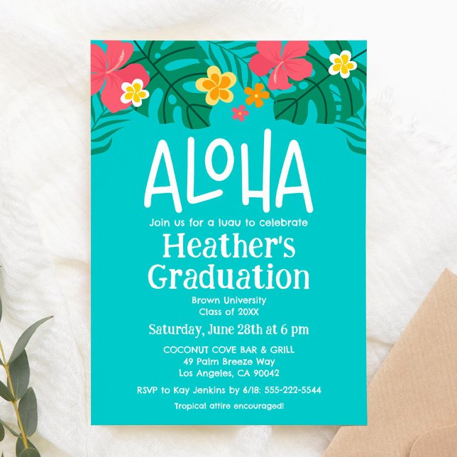 Tropical Luau Aloha Graduation Party Invitation (Creator Uploaded)