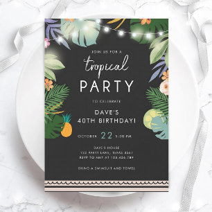 Tropical Luau Aloha Men's Birthday Invitation