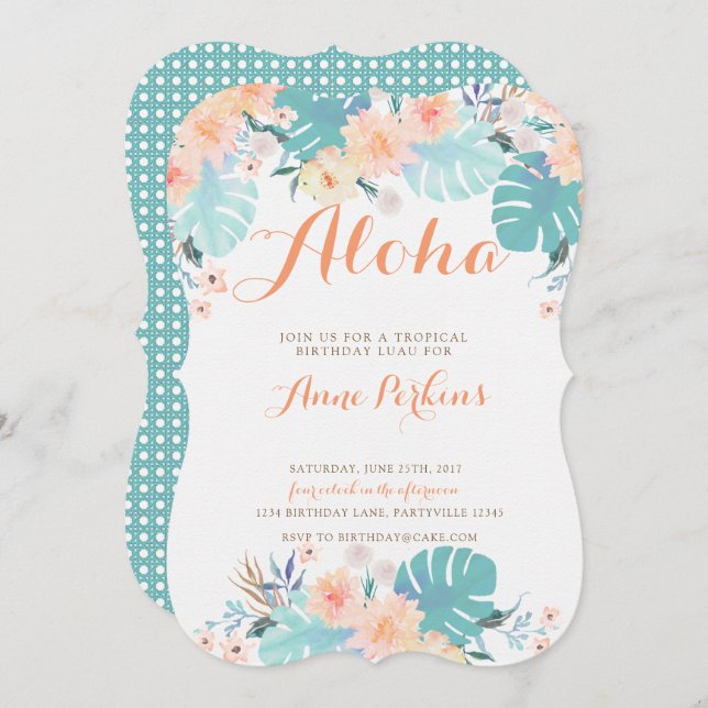 Tropical Luau Birthday Invitation (Front/Back)