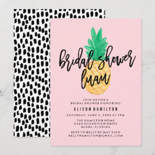 Tropical Luau Bridal Shower Invitation in Pink
