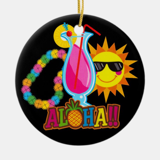 Tropical Luau Cocktail Ornament (Front)