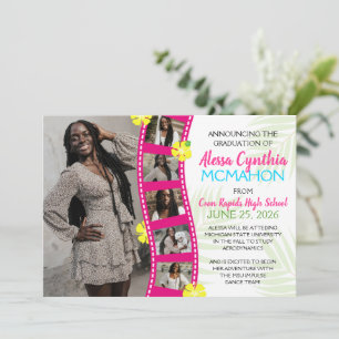 Tropical Luau Filmstrip 6 Photo Grad Announcement