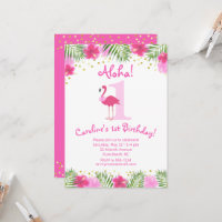 Tropical Luau Flamingo 1st Birthday Girl