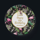 Tropical Luau Flamingo Palm Leaves, Birthday Photo Paper Plate<br><div class="desc">Make your event special with these super cute paper goods featuring 4 lines of custom text and a photo set against a tropical floral and flamingo background.  Perfect for a birthday,  anniversary,  graduation,  retirement party,  bridal or baby shower or really any event.</div>