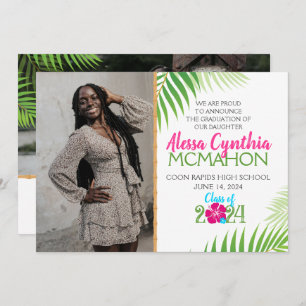 Tropical Luau Graduation 2 Photo Announcement